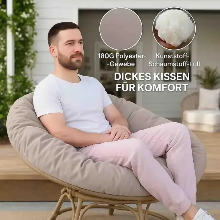 Papasan Stol Rottingstol 360° Ljusgrå av Rotting 120 cm