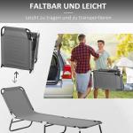 Solstol Trädgårdsstol Svart av Stål och Tyg för Trädgård och Balkong Justerbart Ryggstöd Camping Solstol Bekväm 188 x 56 x 28 cm
