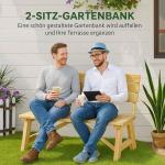 Trädgårdsbänk i Massivt Trä, Klassisk Parkbänk för 2 Personer, Robust Utemöbel med Ryggstöd, Natur, 116 x 56 x 80 cm, 220 kg