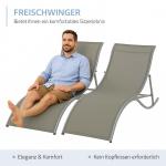 2-Pack Solstolar i Aluminium, Justerbara Relaxstolar med Textilene-Väv, Väderbeständiga Utestolar för Trädgård, Ljusgrå, 165 x 61 x 63 cm