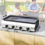 Gasolgrill Grillvagn med 4 Brännare Silver av Rostfritt Stål för Balkong och Camping BBQ Grill med Värmeplatta 77 x 44,5 x 19 cm