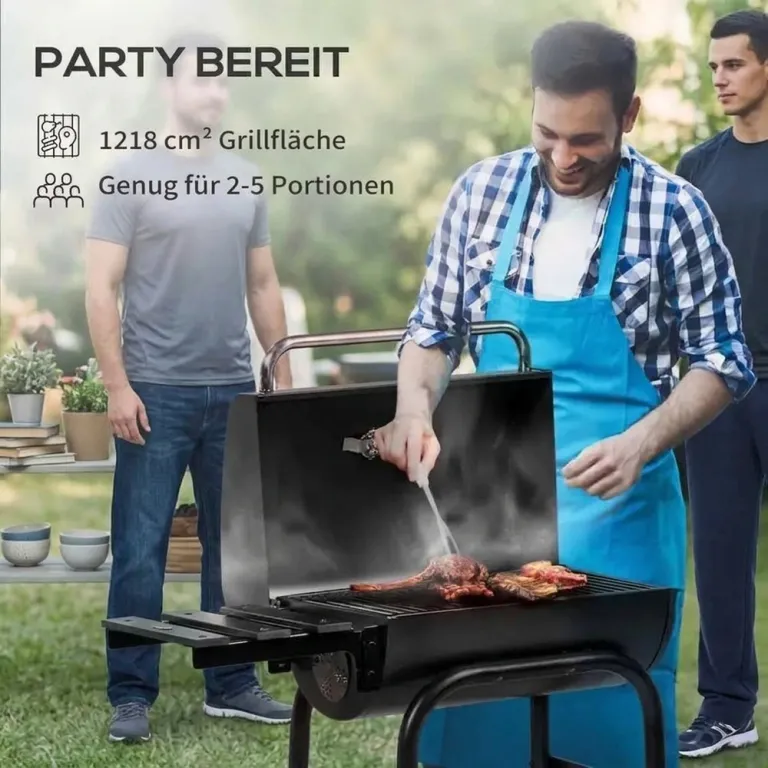 Kolgrill Bbq Grill Svart av Rostfritt Stål Grillvagn