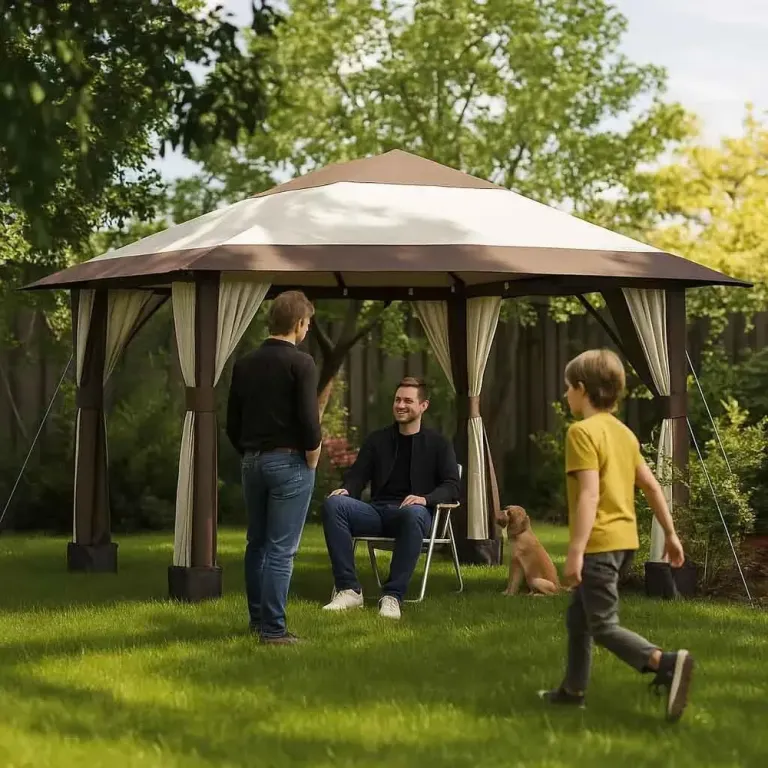 Gazebo – Hopfällbart Partytält och Meshväggar – 4x4 m