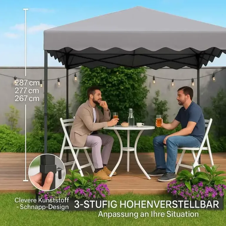 Trädgårdspaviljong Pop-up Partytält Ljusgrå 3 x 3 m