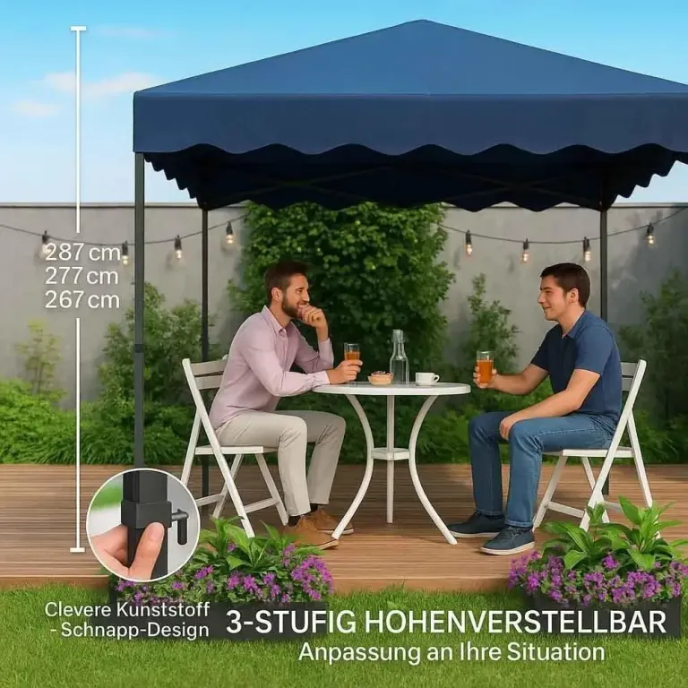 Trädgårdspaviljong Pop-up Partytält Mörkblå 3 x 3 m