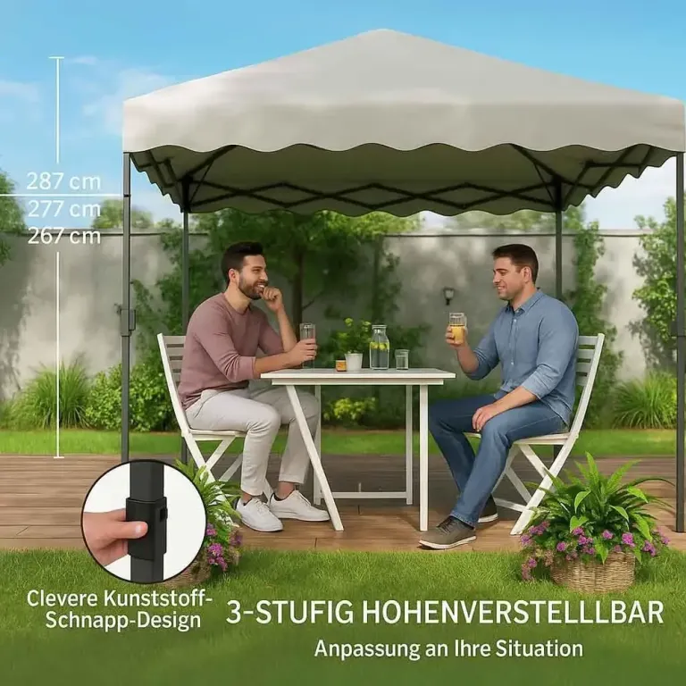 Trädgårdspaviljong Pop-up Partytält Krämvit 3 x 3 m