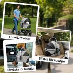 Hundvagn Husdjursvagn 3-i-1 Ljusgrå av Oxford Tyg och Metall för Hundar och Katter Hopfällbar Vagn med Korg 10 kg
