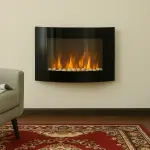 Elspis Kamin Elektrisk Svart Rostfritt Stål och Glas 2 Effektnivåer 900/1800 W med LED Eldeffekt 65 X 11,4 X 52 Cm
