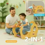 Klätterställning Gungstol Flerfärgad av Trä för Barn 1,5-4 År 2-i-1 Klätterbåge för Gunga och Klättring