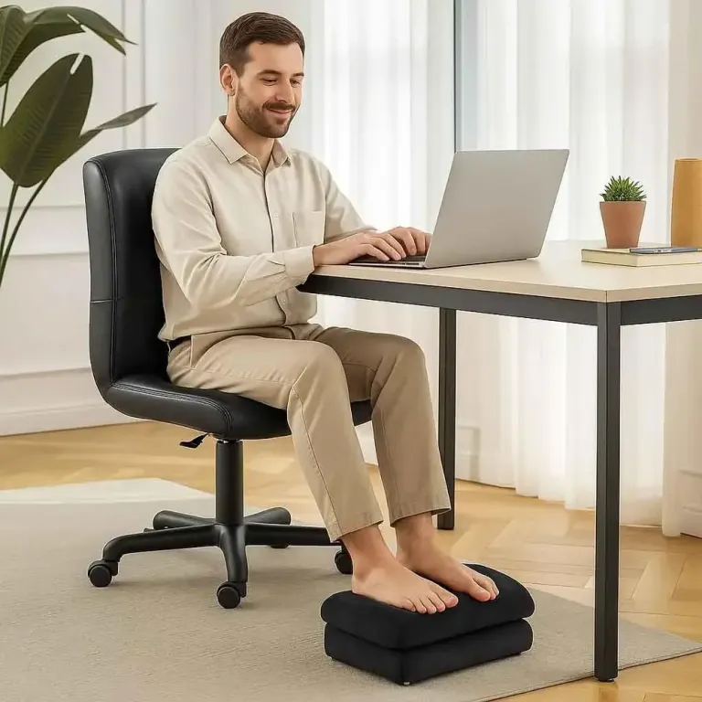 Fotstöd Fotpall Svart av Sammet och Hemmakontor Ergonomiskt