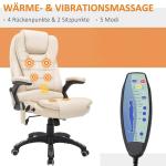 Massagestol Kontorsstol Chefsstol 6-Punkts Vibrationsmassage och Värmefunktion Vridbar Konstläder Beige