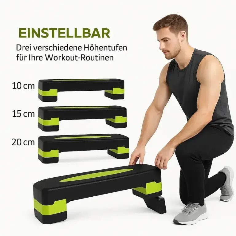 Aerobic Stepper Stegbräda Höjdjusterbar Grön 10-20 cm