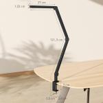 Skrivbordslampa med Klämfäste Svart Metall och Plast för Kontor LED Arbetslampa med Justerbar Arm och Ljusstyrka Ögonvänlig Belysning Modern Design