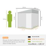Metallredskapsbod med Takfundament, 2,81 m², 154 x 206,5 x 181 cm