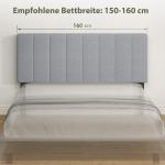 Sänggavel Justerbar Grå Linnelook för Dubbelsäng 160 cm Höjdjusterbar med Metallben Modern Sovrumsinredning