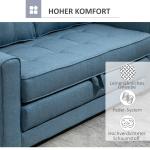 Bäddsoffa 2-Sits i Linnetyg, Kompakt Soffa som Bäddas ut till Säng, Praktisk Gästsäng för Vardagsrum, Blå, 147,5 x 75 x 85 cm