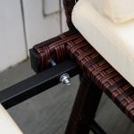 Trädgårdssoffa Polyrattan 2-Sits Hopfällbar Loungesoffa med Armstöd Stål för Terrass och Balkong Brun 129 X 63 X 67 Cm