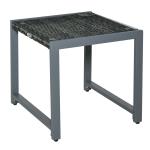 Runt Trädgårdsbord Konstrotting Elegant Sidobord med Glasskiva och Aluminiumram Väderbeständig Grå