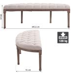 Klädd Loungebänk i Vintagestil med Knappar, Linne och Trä, Beige, 140,5 x 51 x 48 cm