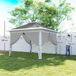 Pop-up Paviljong med Myggnät och Dräneringshål för Trädgård Hållbar och Stabil Grå Polyester och Metall 3,3 x 3,3 m