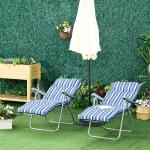 Hopfällbara Solstolar med Dynor 2-Pack, Bekväma Strandstolar med Justerbart Ryggstöd, Lättviktiga Utestolar för Camping, Blå, 60 x 75 x 65-102 cm