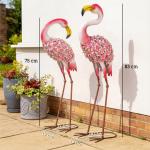 Trädgårdsfigurer Flamingo 2 Pack Röd Metall för Trädgård och Damm Dekorativa Fågelstatyer med Blomstermönster Väderbeständig Konst med Markankare