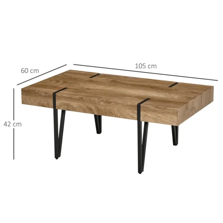 Industriellt Soffbord Svart + Brun 105 x 60 x 42 cm
