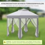 Trädgårdspaviljong Partytält Grå av Stål och Tyg för Trädgårdsfester Hopfällbar Pop-Up Paviljong med 6 Sidopaneler 4 x 4 m