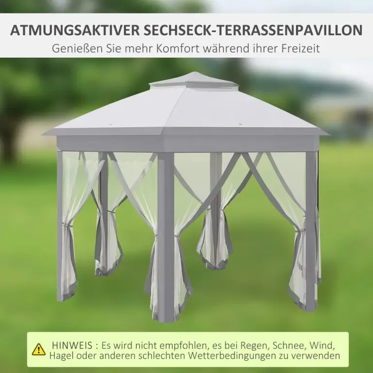 Trädgårdspaviljong Partytält Grå av Stål och Tyg 4 x 4 m