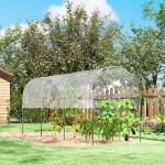 Växthus för Odling med Bogentak och Jordankare för Trädgård Hållbar och Stabil Transparent Plast 400 x 123 x 171 cm