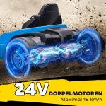 Elbil Gokart 24V Blå Plast och Metall för Barn 6–12 År Elektrisk Bil med Driftläge och Musik Justerbar Sits Säker Körning