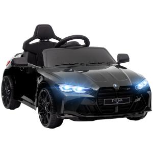 Elbil för Barn BMW M4 med Ljud och Ljus inkl Fjärrkontroll för Lek Hållbar och Säker Svart Plast för Barn 3–5 År 3–5 km/h