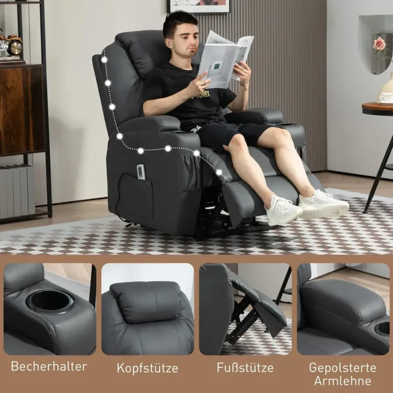 Elektrisk Massagestol med Värme och Mugghållare
