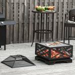 Eldskål Eldkorg Svart av Metall för Trädgård och BBQ 2-i-1 Grill med Gnistskydd Grillgaller och Poker Robust 66 x 66 x 66 cm