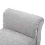 Elegant Sittbänk med Rullade Armstöd, Klädd Bänk i Linnetyg för Hall och Sovrum, Klassisk Design med Träben, Ljusgrå