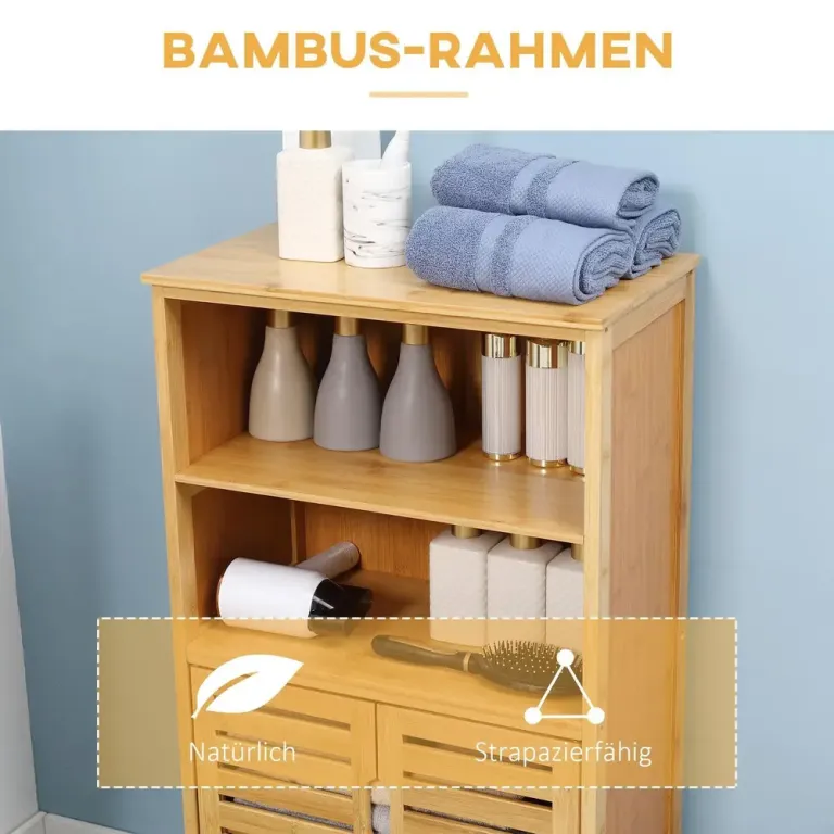 Badrumsskåp i Bambu med Lamelldörrar Underskåp, Natur