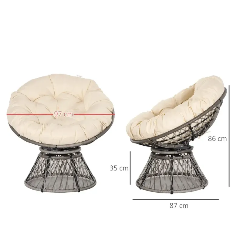 Papasanstol Korgstol med Sittdyna 87 x 97 x 90 cm