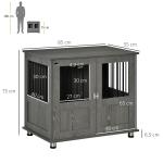 Hundbur Hundkennel med Lås och Fönster Grå av Metall och Trä för Små och Medelstora Hundar Inomhus Bur med Magnetdörr 85 x 55 x 87 cm