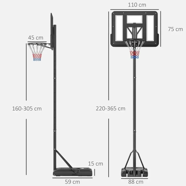 Flyttbar Basketkorg för Barn Höjdjusterbart Basketställ