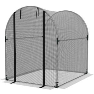 Trädgårdsnät Växtskyddstält Svart av Stål och Nät för Växtvård Växtskyddstält med Dörr och Insektsskydd Robust 1,2 x 1,5 x 1,5 m