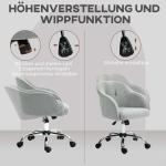 Ergonomisk Hemkontorsstol med Gungfunktion i Teddy Velvet Look, Grå, 56x61x86 cm