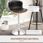 Köksbarstol 2-Pack Höj- och Sänkbar Vridbar med Fot- och Ryggstöd Konstläder upp till 120 Kg Svart 46 X 53,5 X 85-106 Cm