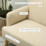 Soffa Loveseat Gräddvit av Sammetslook och Trä för Vardagsrum 2-Sits Stoppad Soffa med Armstöd 130 x 74 x 79 cm