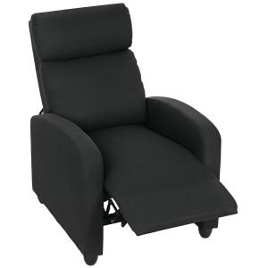 Justerbar Vilstol 135°, Utdragbart Fotstöd och Vadderade Armstöd i Linne-polyester, Svart