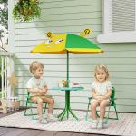 Trädgårdsmöbler för Barn med Stolar, Bord och Parasoll, Bee Design, Grön+Gul