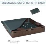 Sandlåda Leklåda Brun av HDPE för Barn 3-12 År 4-Sits med Underlag och Presenning Kvadratisk 123 x 123 x 21 cm