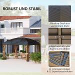 Lusthus Paviljong med Hård Topp Brun av Aluminium och Polykarbonat för Trädgård Vintertätt Gazebo med Myggnät 4 x 3 m