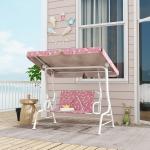 Hammock Barn 2-sits Rosa Metall och Tyg för Trädgård Gunga med Tak och Säkerhetsbälte Robust 112x75x120 cm