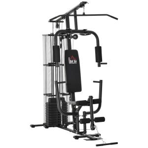 Träningsstation, Power Station med Lat Pulldown, Butterfly Bar och 45 kg Vikter, Multifunktionell Styrketräning för Hemmabruk, Svart