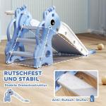 Barnrutschkana Rutschkana 3-i-1 Blå av Plast för Inomhus Småbarnsrutschkana med Basketkorg 106 x 51,5 x 52 cm
